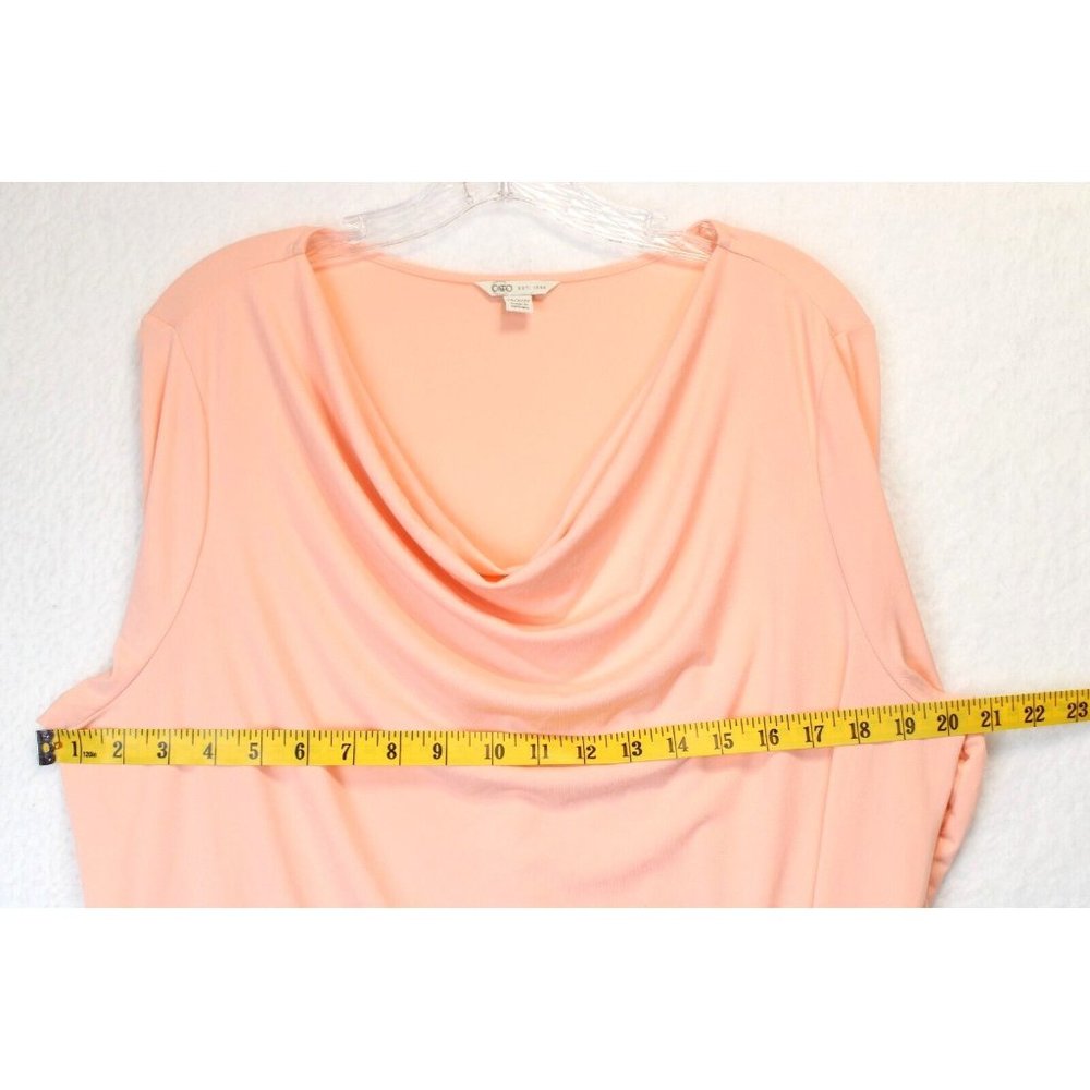 Cato Knit Top Women 14 / 16 Zipper Accent Jewel Neckline Peachy Pink Cottagecore - Picture 4 of 11